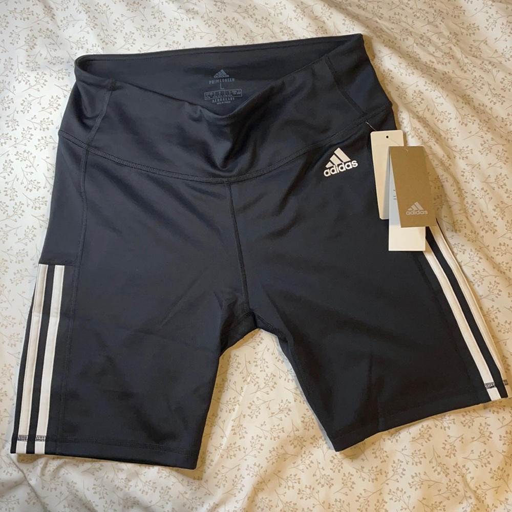 ADIDAS BLACK HIGH WAISTED BIKER SHORTS